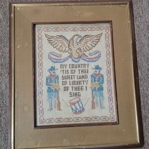 My Country 'Tis Of Thee Patriotic Cross-Stitch Wall Art